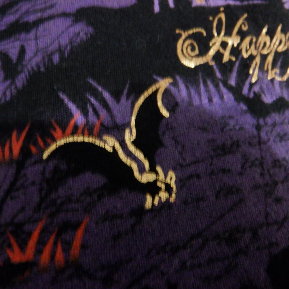 Happy Halloween Ladies Shirt 2X (18W - 20W) Black Purple Orange Gold Shimmer - Picture 6 of 15